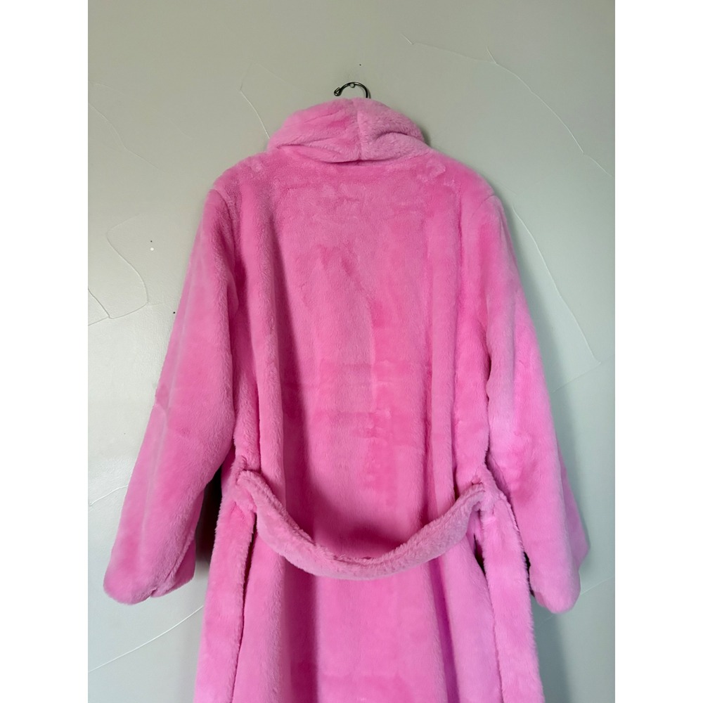 Victoria's Secret Pink Faux Fur Robe Shawl Collar Belted Pockets M/L‎ Loungewear - Picture 8 of 11